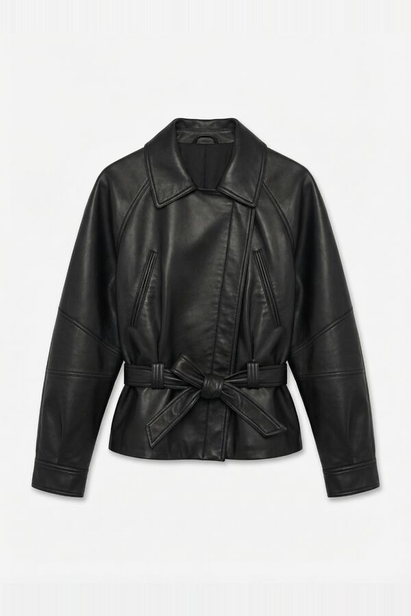 Vero Moda Faux leather belted jacket Black