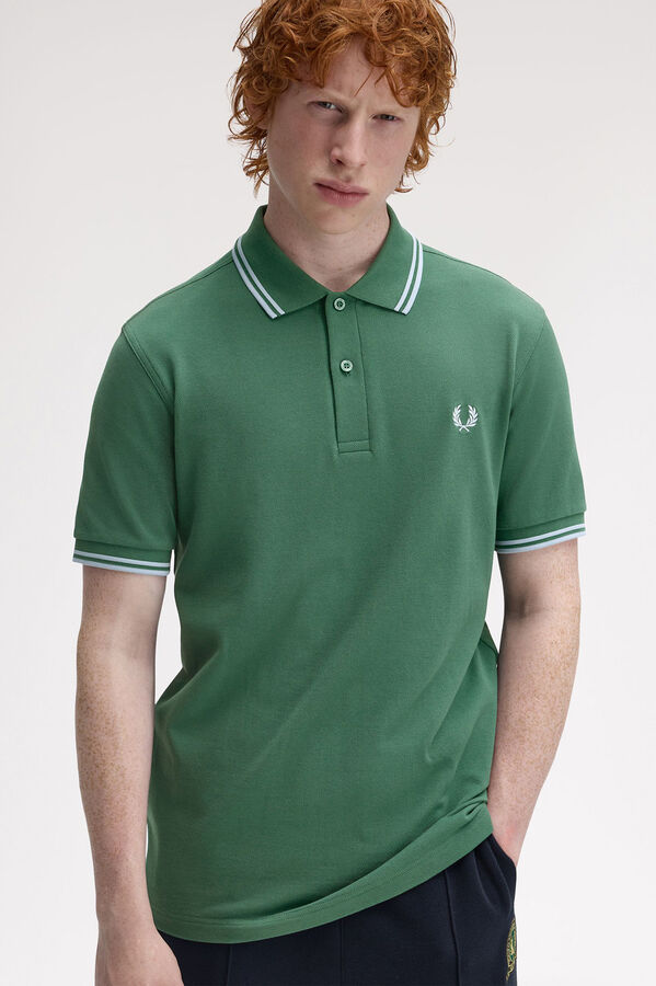 Fred Perry Polo piqué masculina de manga curta Verde