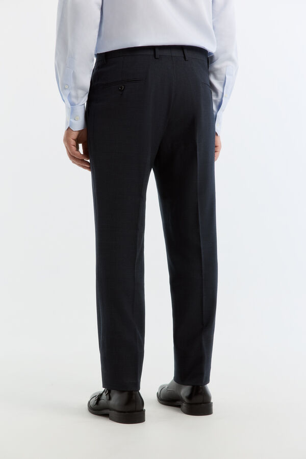 Cortefiel Cal&ccedil;a inteligente tailored fit em olho de perdiz navy Azul