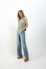 Slowlove Top tirantes detalle blonda Kaki