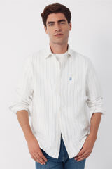 Cortefiel Striped Oxford shirt Ivory