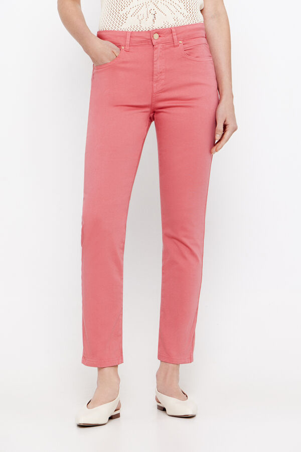 Cortefiel Coloured cropped-fit skinny trousers Coral