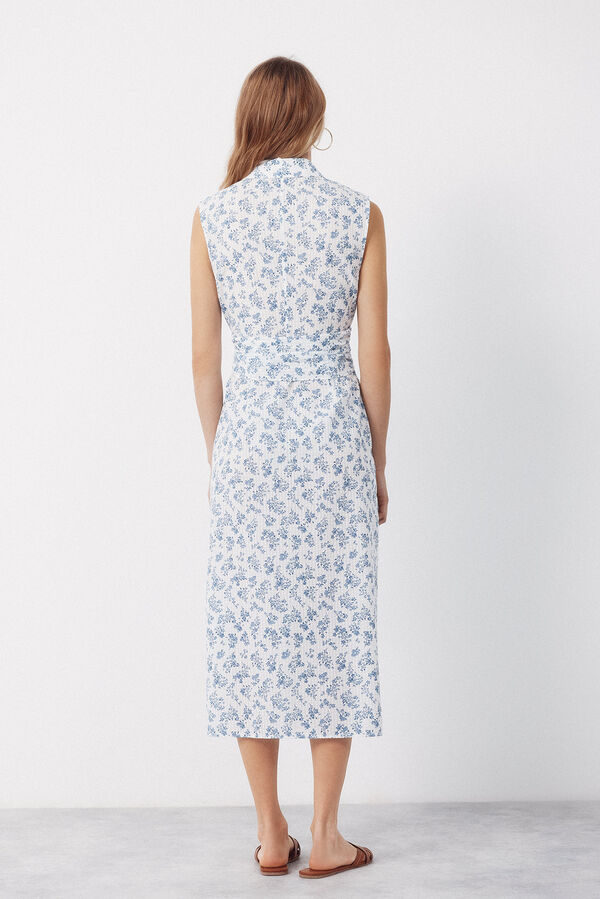 Cortefiel Gingham shirt dress Printed blue