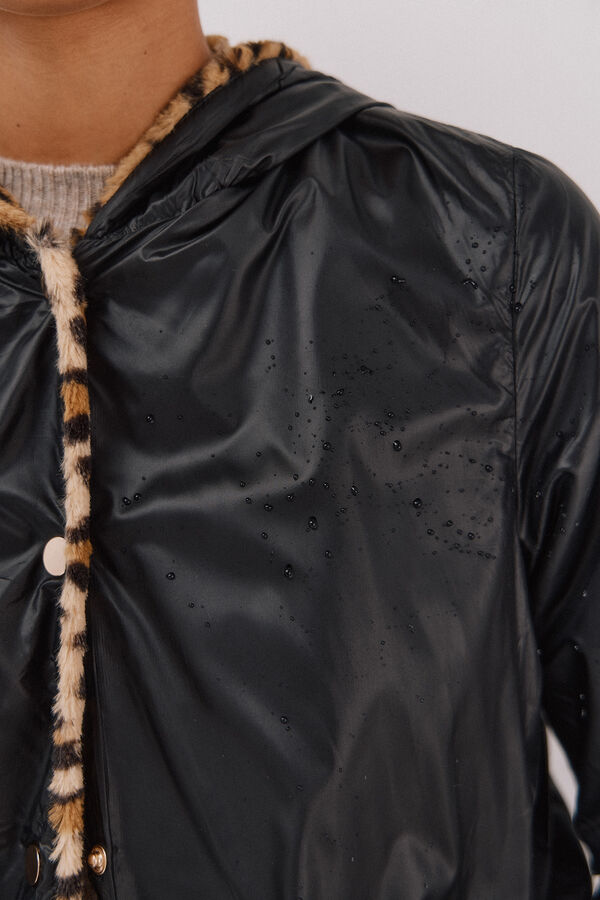 Cortefiel Blusão curto reversível efeito pelo Preto