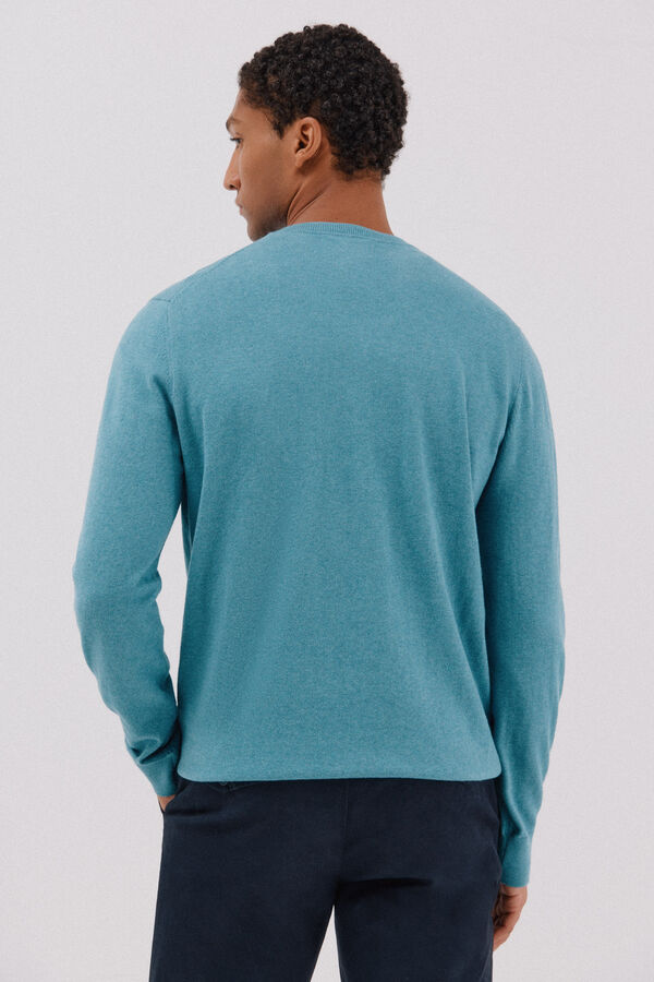Cortefiel Cotton/cashmere V-neck jumper Blue