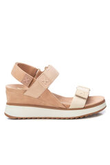 XTI Women's wedge sandal with adhesive strap Nude