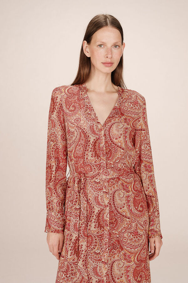 Grace & Mila Vestido longo com estampado de motivos boêmios Vermelho