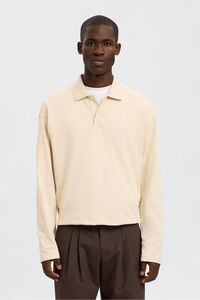 Selected Polo jacquard de manga larga 100% algodón orgánico