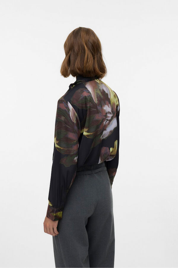 Vero Moda Camisa de manga comprida com laçada gola Preto