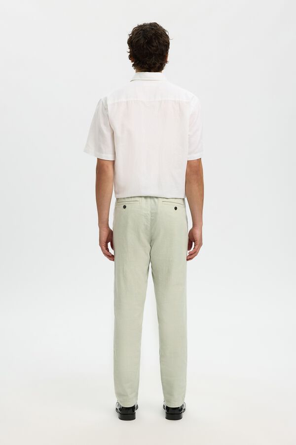 Selected Cal&ccedil;as chino de linho Verde