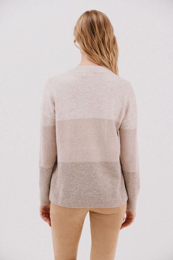Cortefiel Striped soft feel jumper Beige