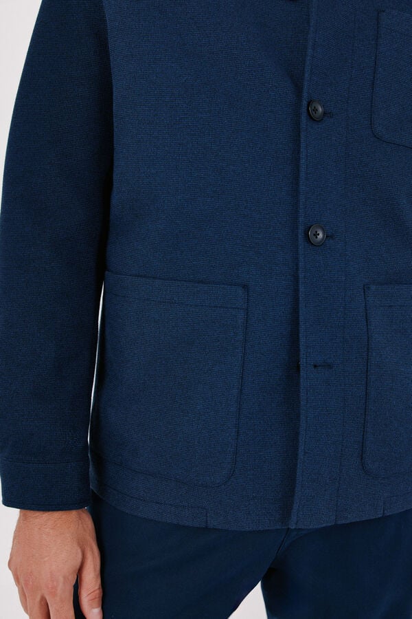 Cortefiel Navy knit overshirt Navy