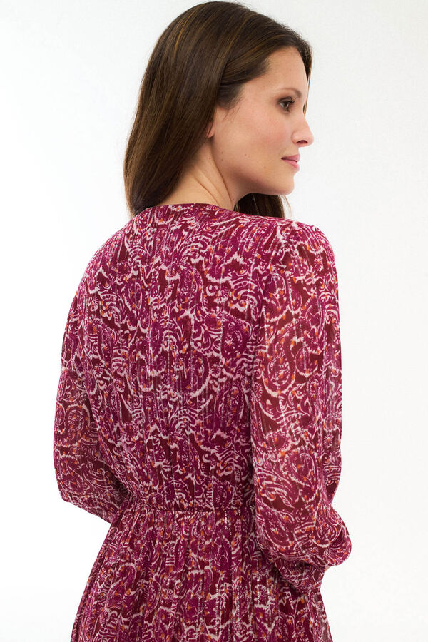 Vila Vestido midi estampado com lurex Subiu