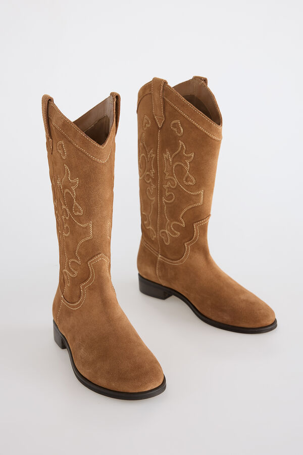Slowlove Bota de croute plana Castanho