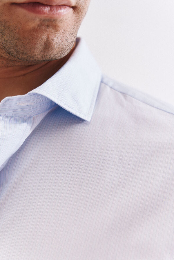 Cortefiel Striped cotton shirt Blue
