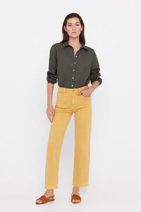 Cortefiel Straight crop embroidered jeans Gold