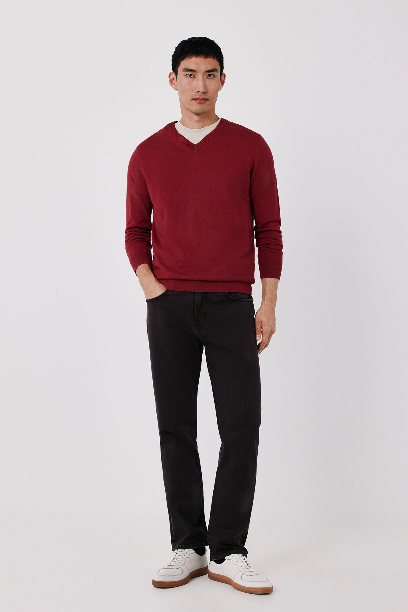 Cortefiel Cotton cashmere knit V-neck jumper