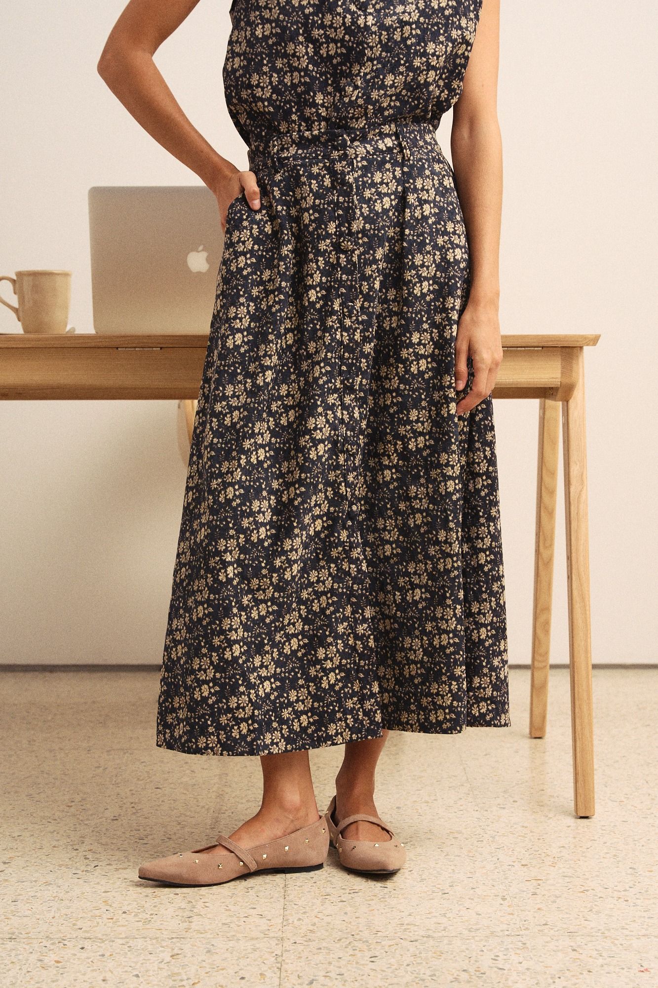 Pol&iacute;n Et Moi Abeny floral midi skirt