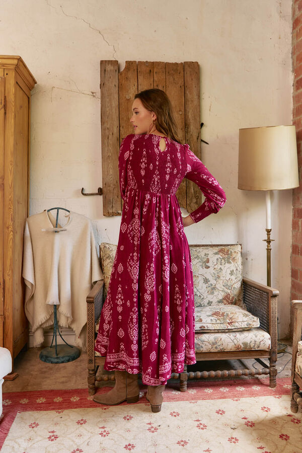 Jaase Vestido longo com estampado de ruibarbo Bella Granada