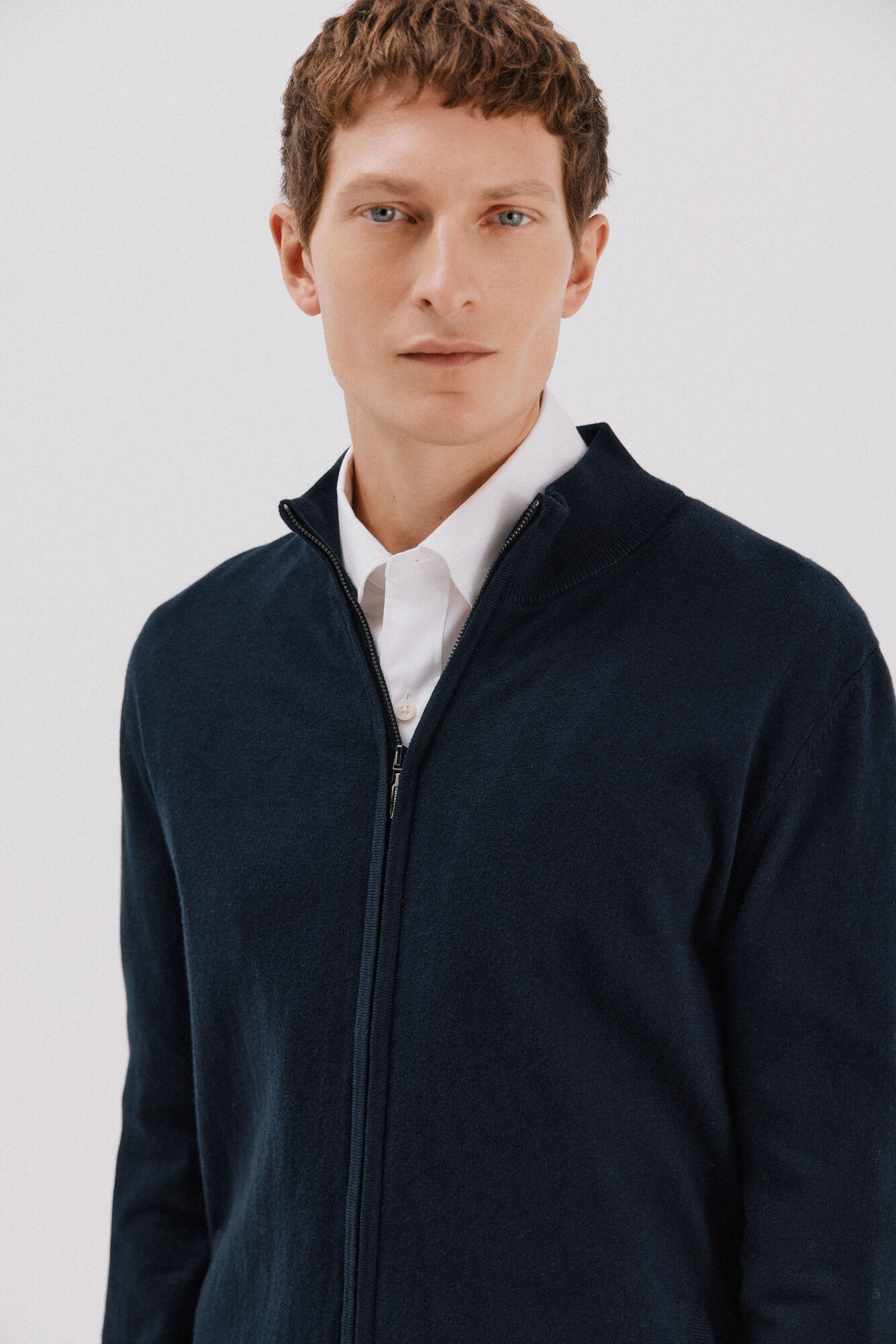 Cortefiel C&aacute;rdigan algod&oacute;n con cashmere cierre cremallera