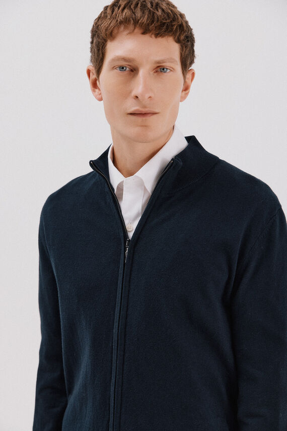 Cárdigan algodón con cashmere cierre cremallera