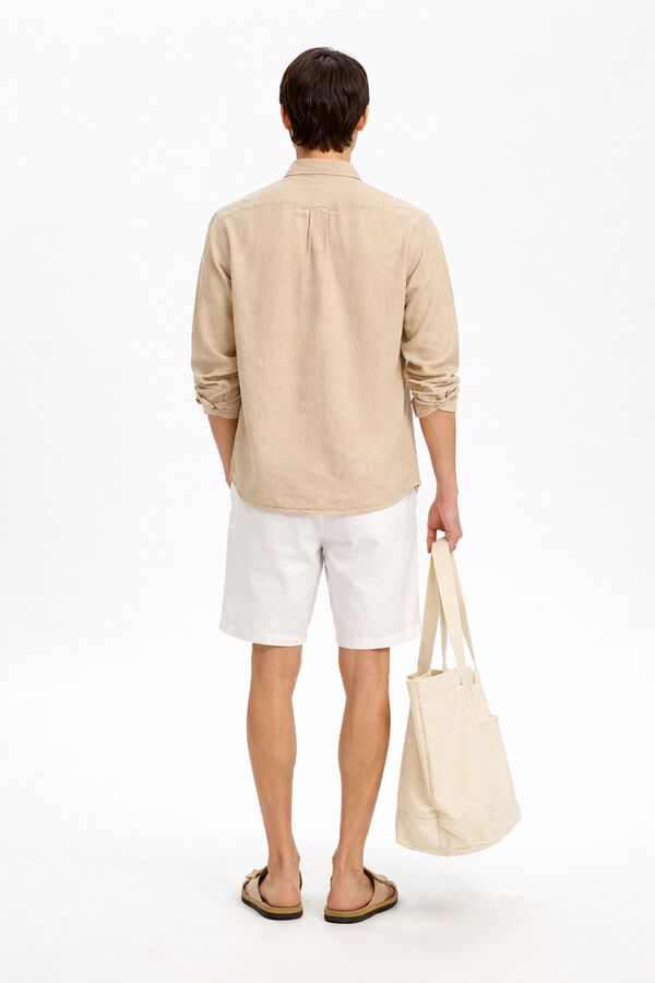 Selected Camisa de manga comprida em linho Tostado