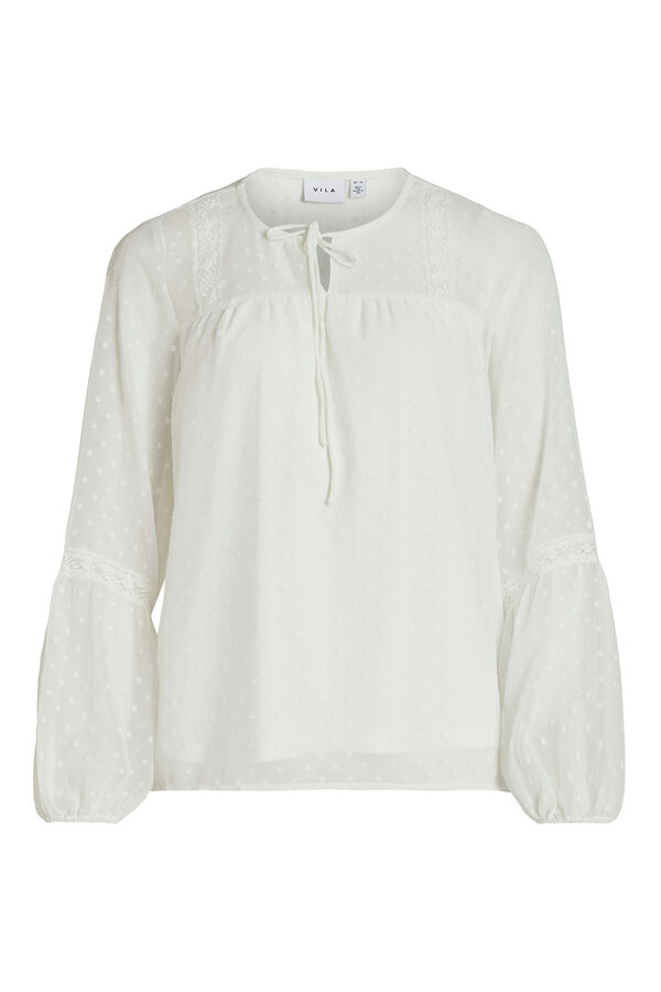 Vila Blusa plumeti de manga comprida Branco