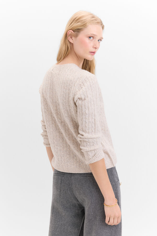 Cortefiel Soft cross-knit sweater Beige