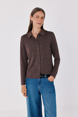 Cortefiel Stretch shirt with buttons Dark brown