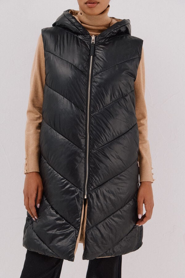Cortefiel Long reversible gilet Black