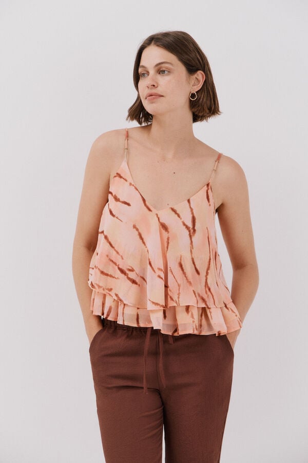 Cortefiel Blusa estampada fluida Multicolorido