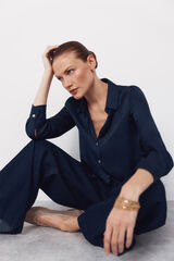 Cortefiel Satin-finish shirt Navy