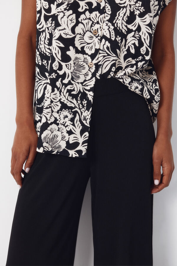 Cortefiel Jersey-knit trousers Black