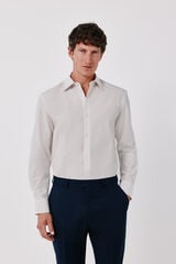 Cortefiel Striped cotton Tencel dress shirt Beige
