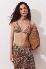 Cortefiel Triangle bikini top Printed orange
