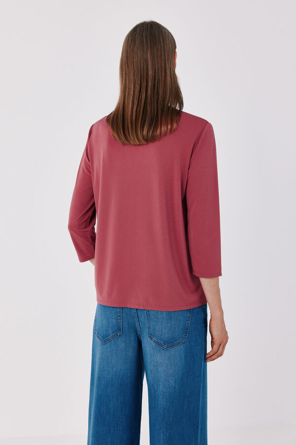 Cortefiel Henley T-shirt Pink