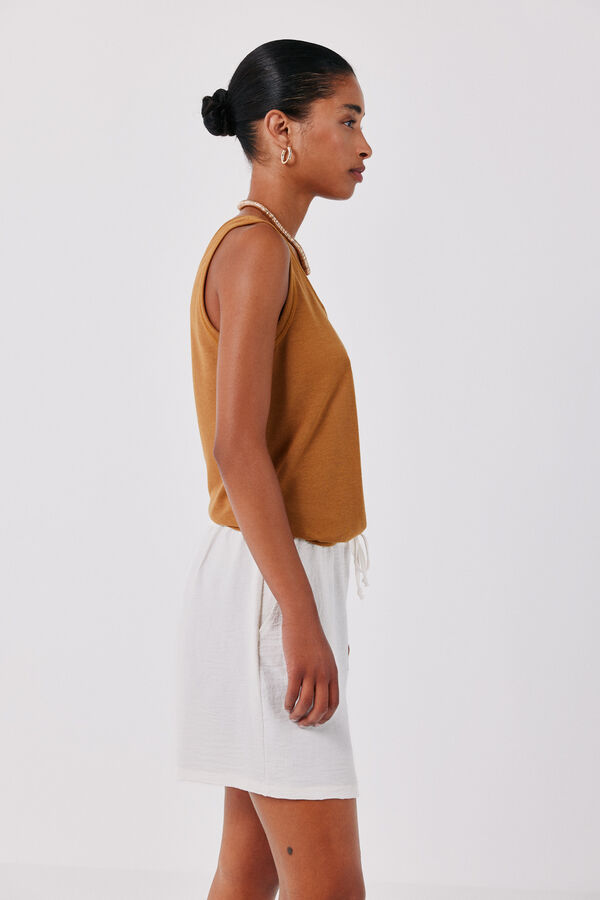 Cortefiel Top with rustic effect straps Dark brown