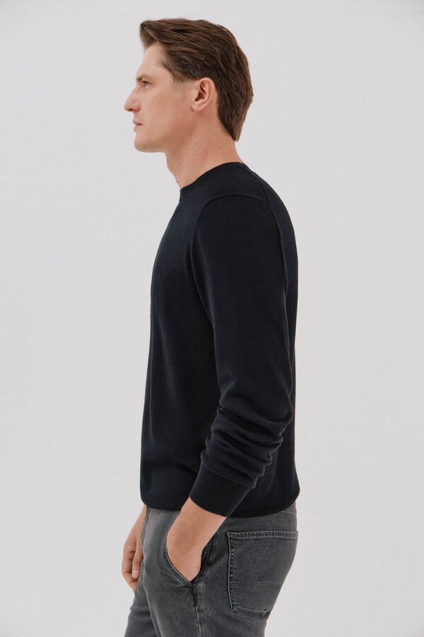 Cortefiel Crew neck cashmere crew neck jersey Black