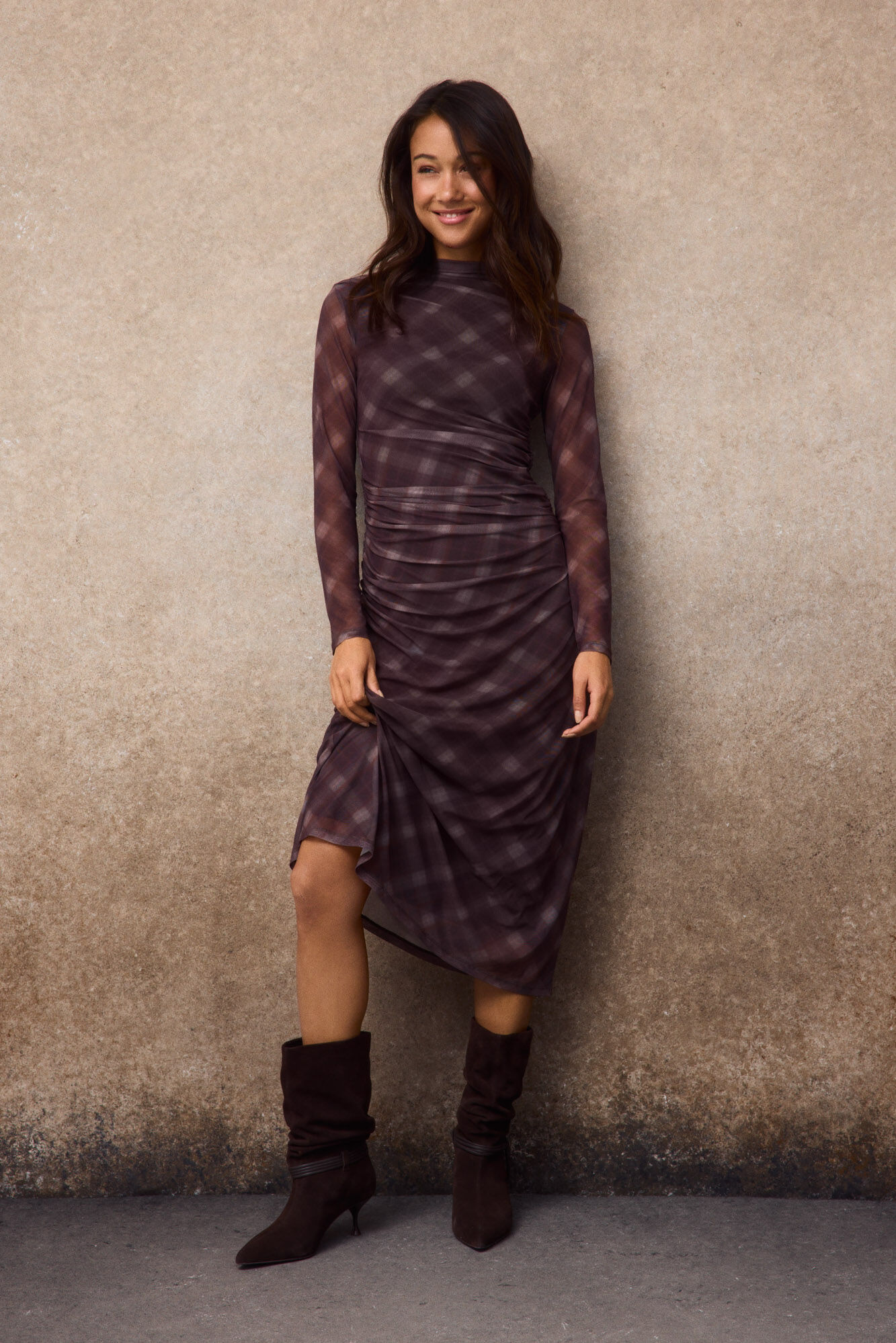 Slowlove Vestido tul cuadros