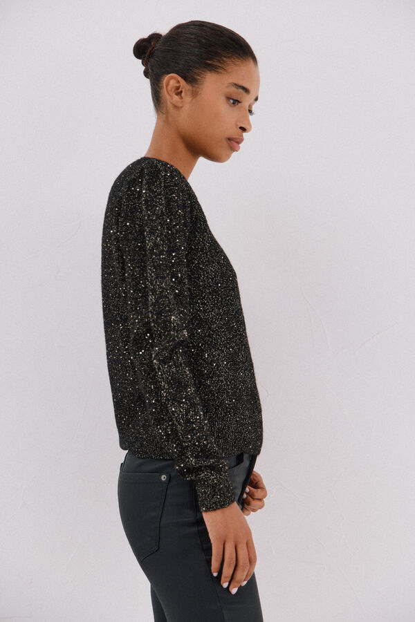 Cortefiel Malha com lantejoulas Preto