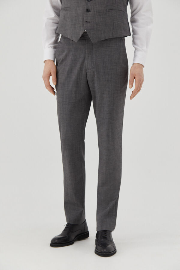 Cortefiel Slim fit pin check trousers Grey