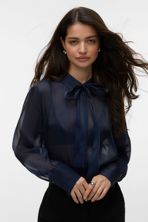 Vero Moda Semi-sheer tie blouse Navy