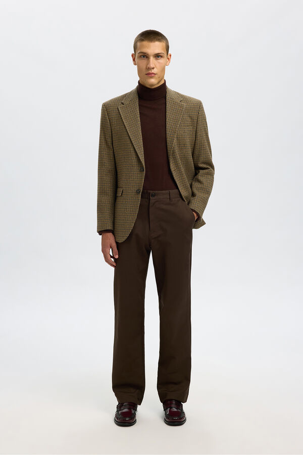 Selected Americana de lana regular fit Marr&oacute;n oscuro