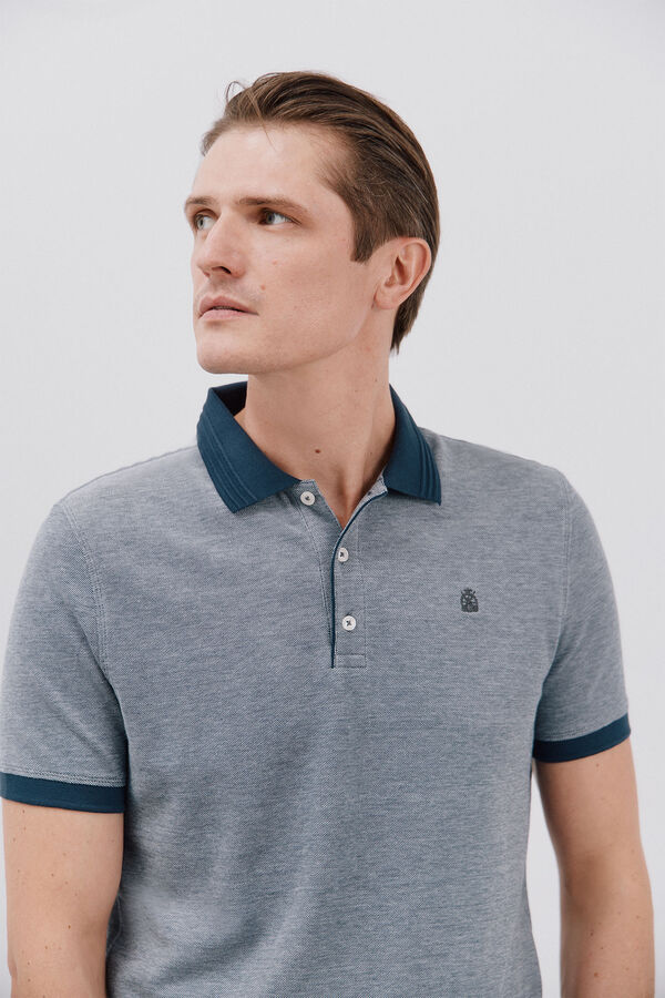 Cortefiel Oxford polo shirt Navy