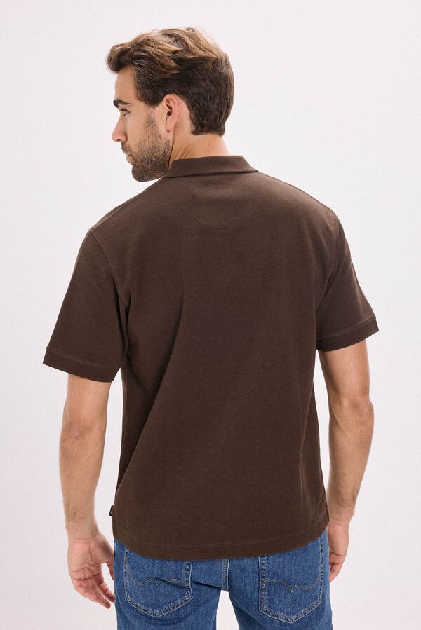 Jack & Jones T-shirt polo com fecho-éclair Castanho
