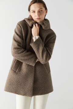 Cortefiel Soft, wrap-around collar coat Brown