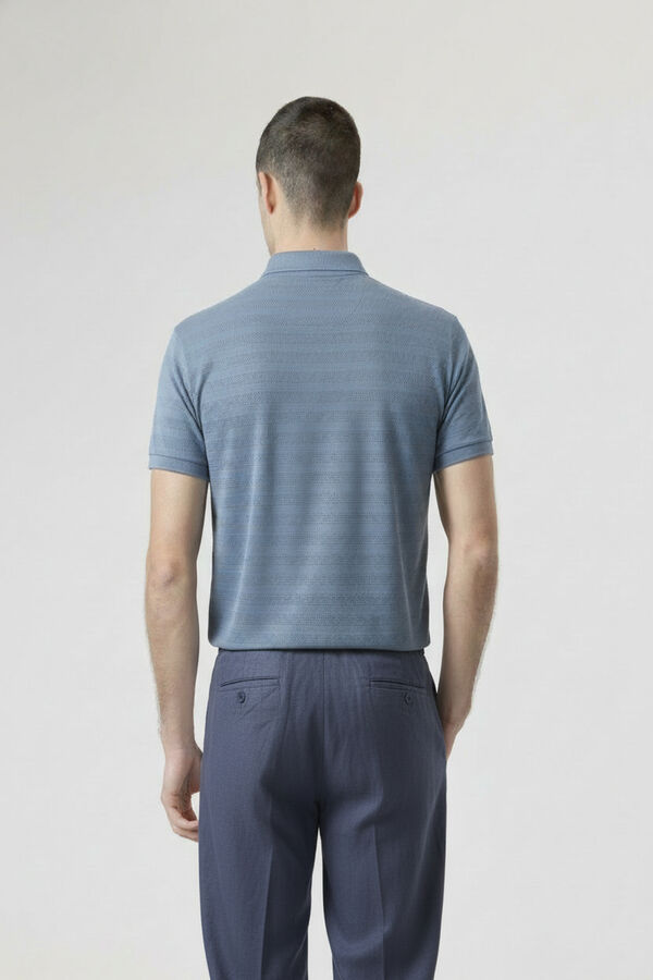 PuroEGO Lichen cotton dobby polo shirt Blue