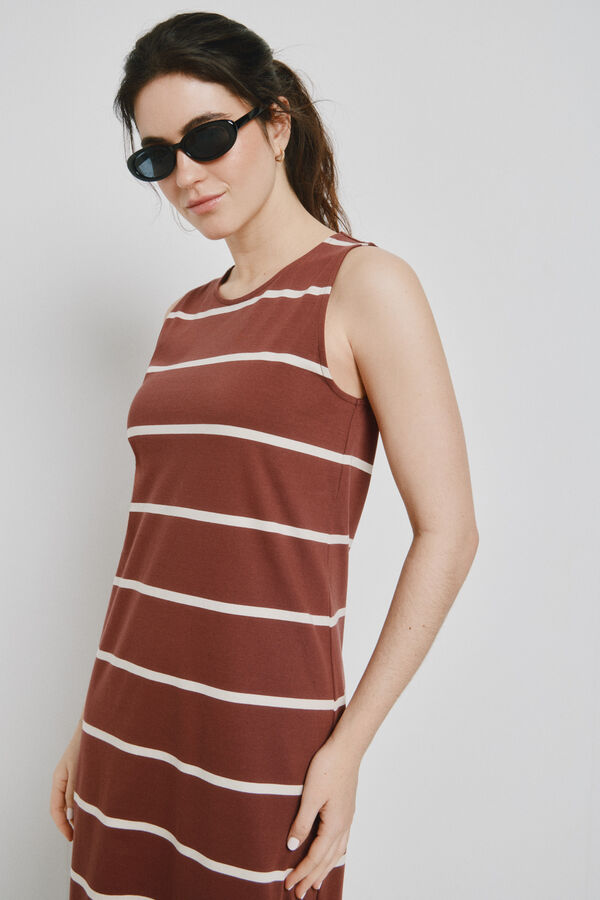 Vero Moda Vestido midi decote redondo Castanho