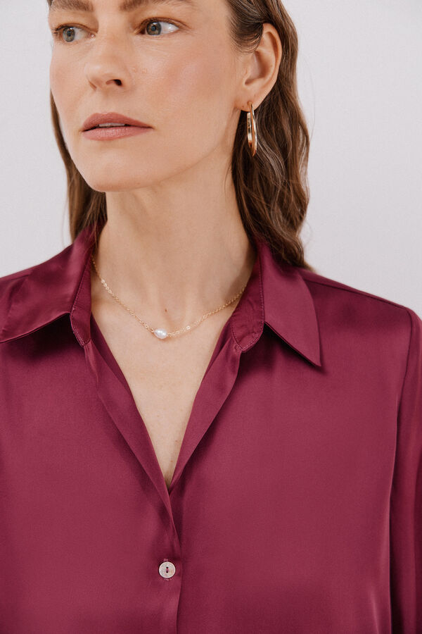 Cortefiel Satin-finish shirt Purple