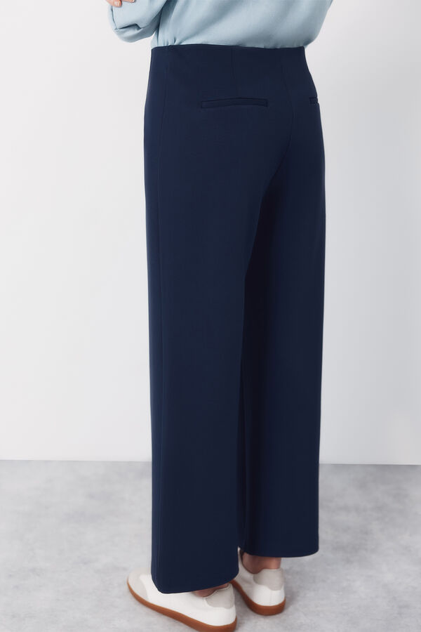 Cortefiel Wide jersey-knit trousers Navy